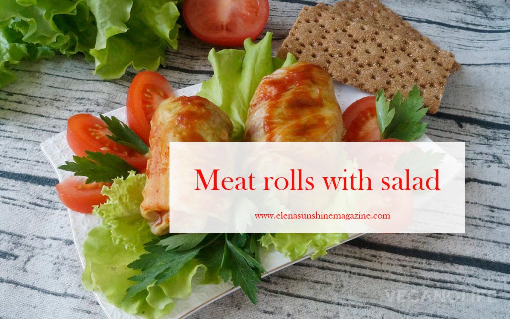 Meat rolls with salad