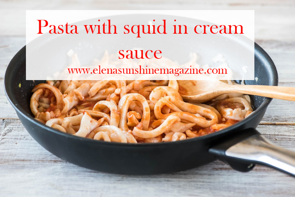 Pasta with squid in cream sauce