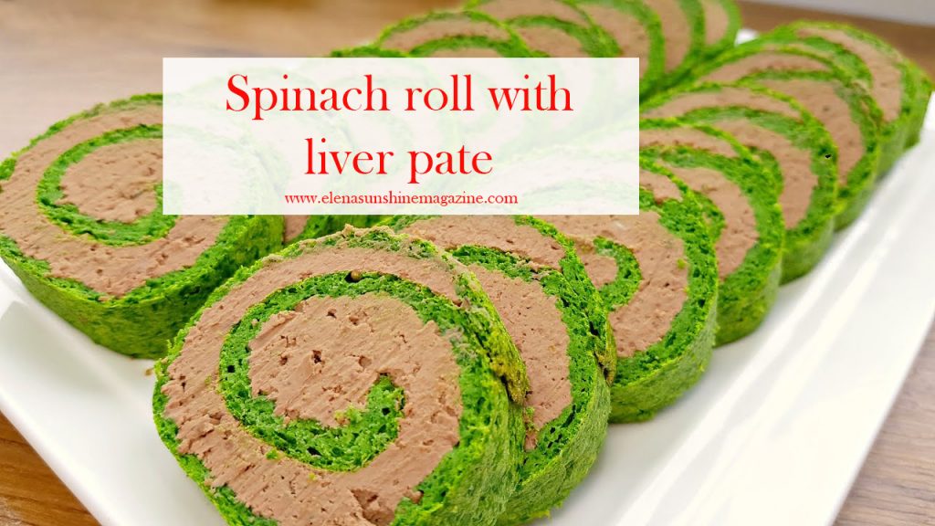Spinach roll with liver pate