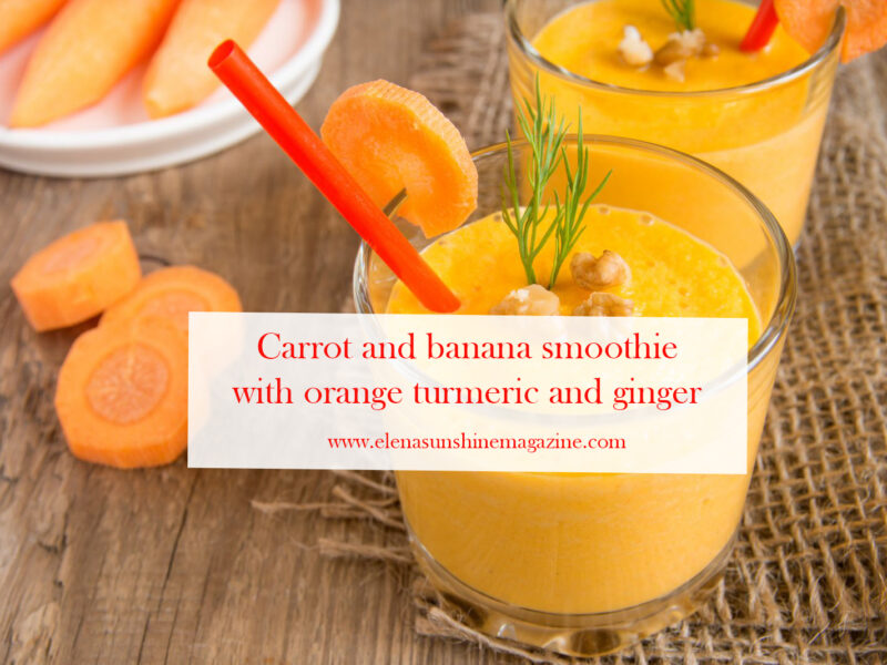 Carrot and banana smoothie with orange turmeric and ginger