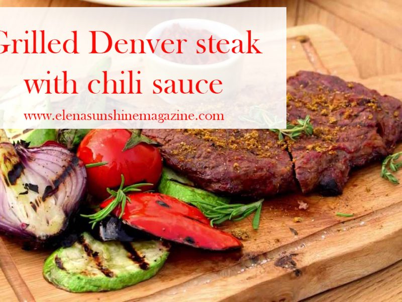 Grilled Denver steak with chili sauce