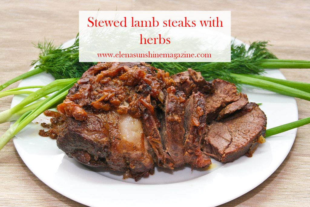 Stewed lamb steaks with herbs