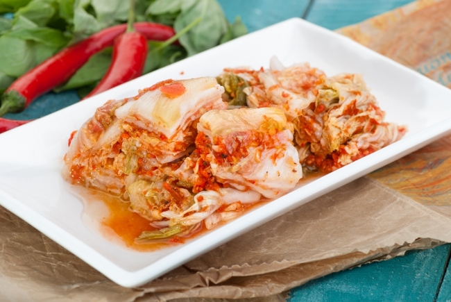 Peking cabbage kimchi with prawns