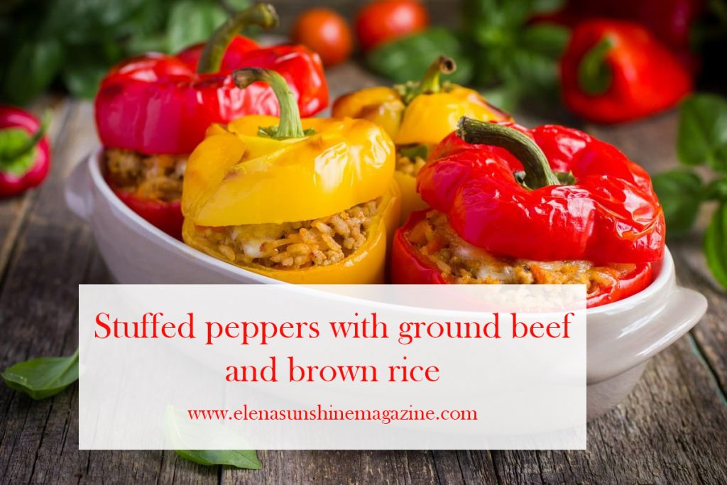 Stuffed peppers with ground beef and brown rice