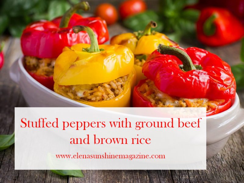 Stuffed peppers with ground beef and brown rice