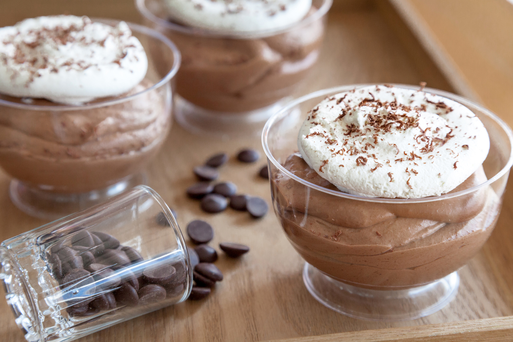 Warm chocolate mousse with custard