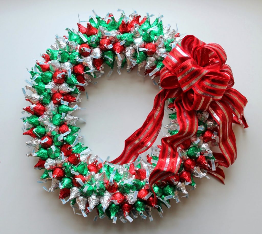 Christmas wreath made of candy