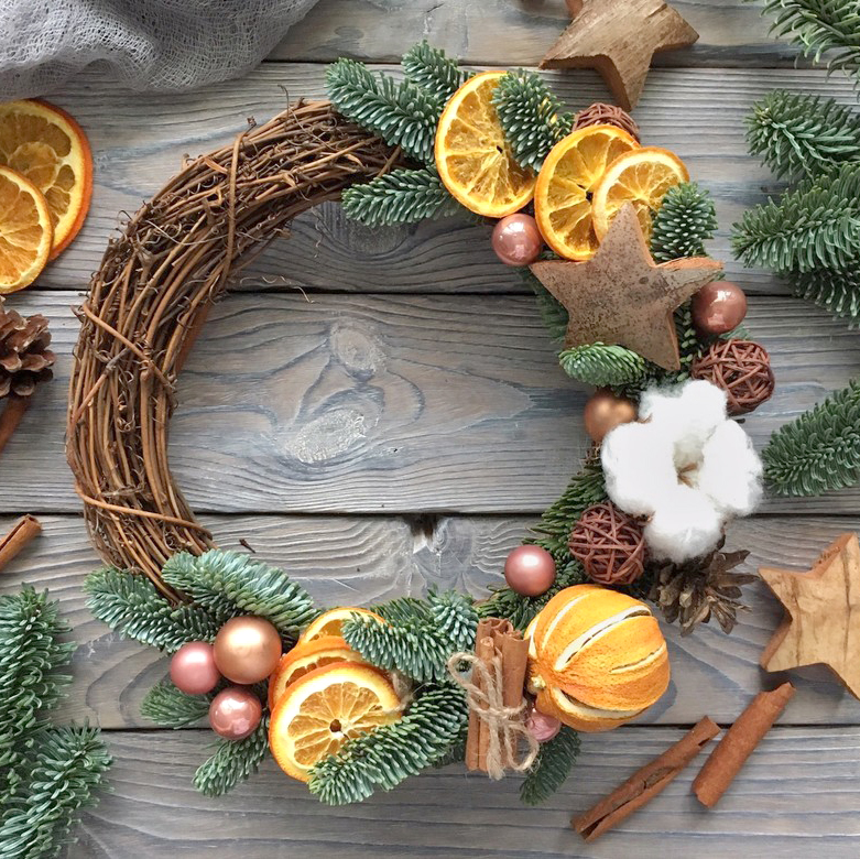 Christmas wreath of branches