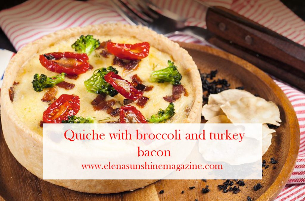 Quiche with broccoli and turkey bacon