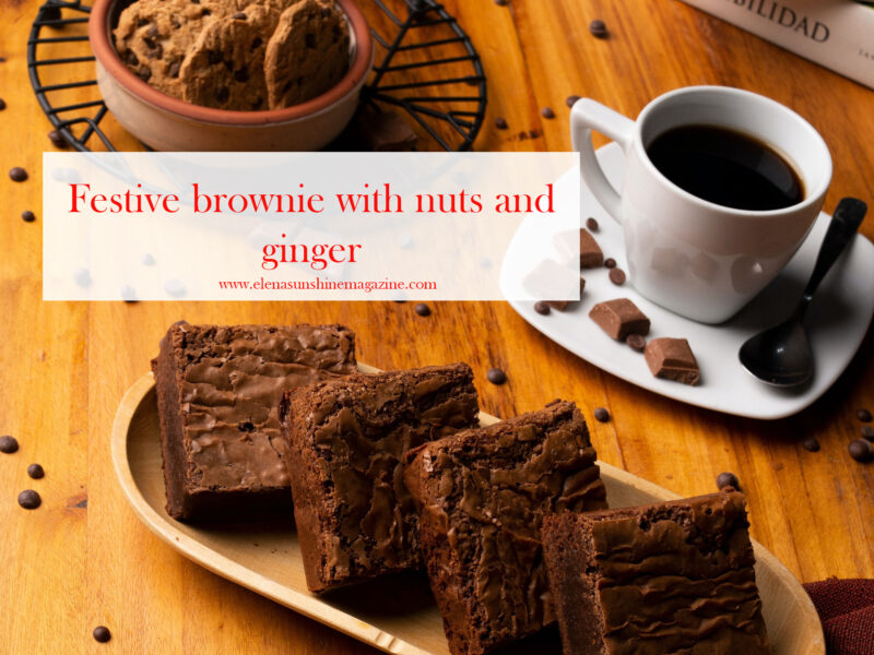 Festive brownie with nuts and ginger