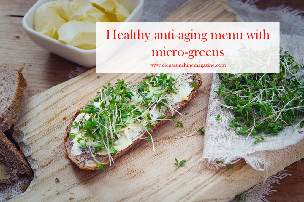 Healthy anti-aging menu with micro-greens