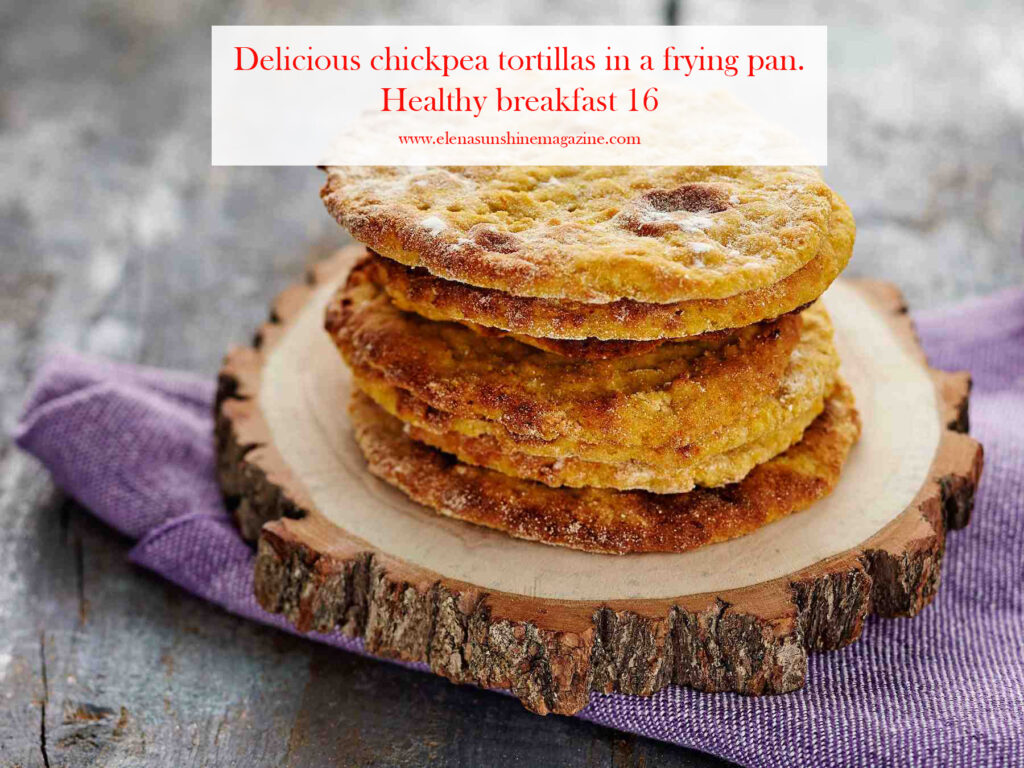 Delicious chickpea tortillas in a frying pan. Healthy breakfast 16