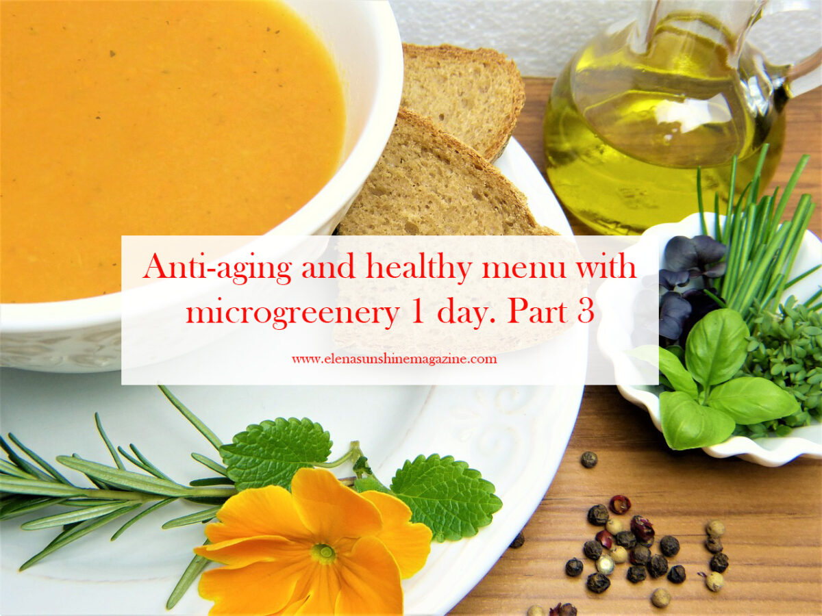 Anti-aging and healthy menu with microgreenery 1 day