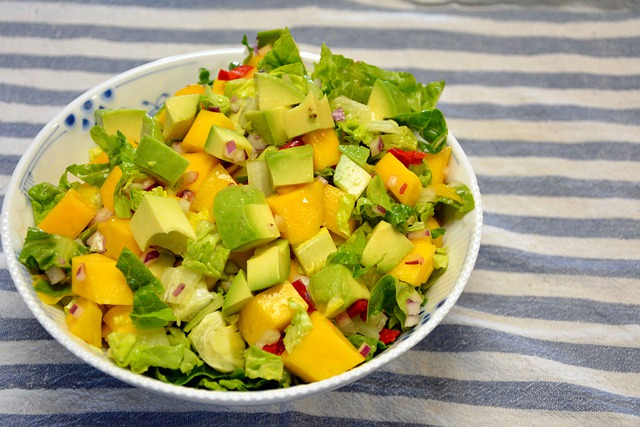 Mango salad with microgreens