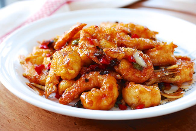 Shrimp with sweet and sour sauce