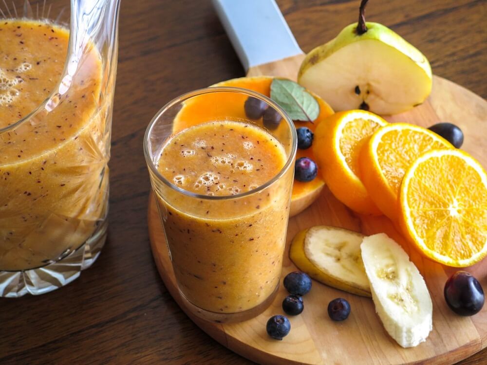 Smoothie with banana, tangerines and ginger
