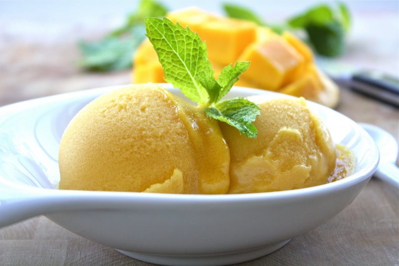 Passion fruit and pineapple ice cream