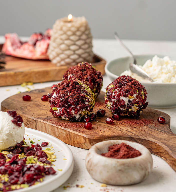Soft nut cheese with cranberries