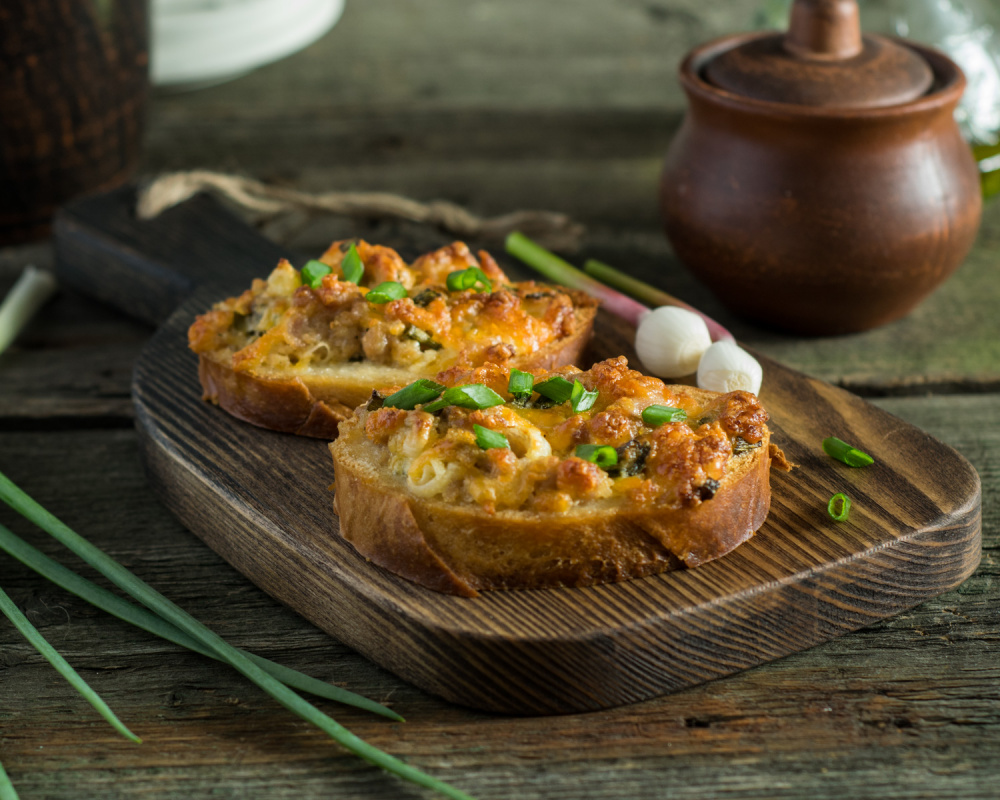 Crostini with baked butternut squash, ricotta and sage