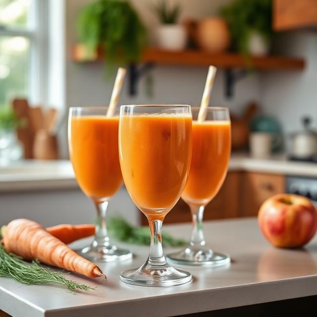 Carrot and apple smoothie in beautiful glasses