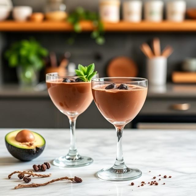 Chocolate avocado mousse in beautiful glasses