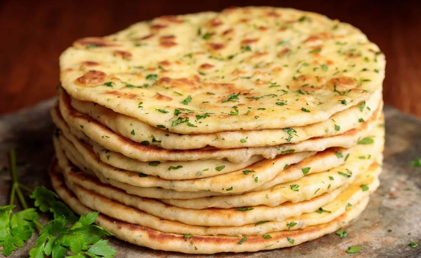 Chickpea flour tortillas with garlic and herbs