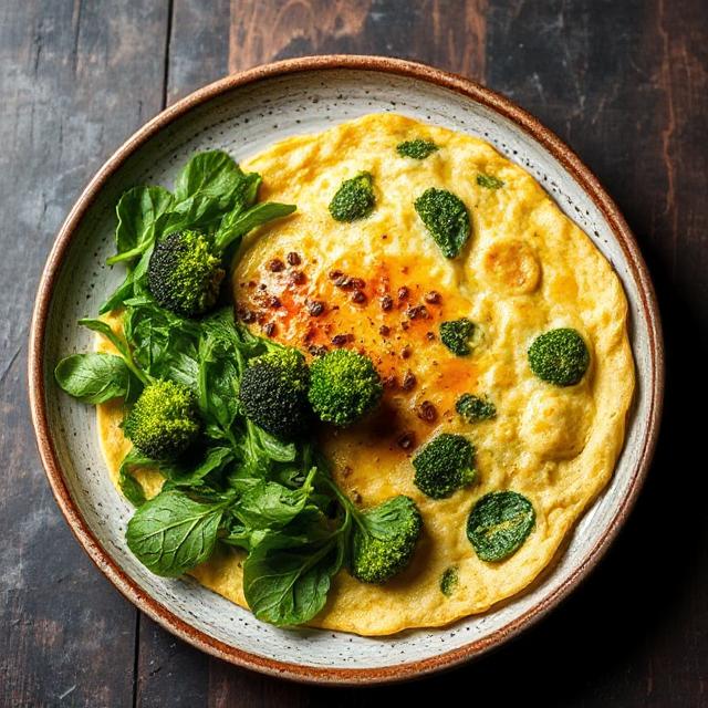 Omelet with broccoli and spinach