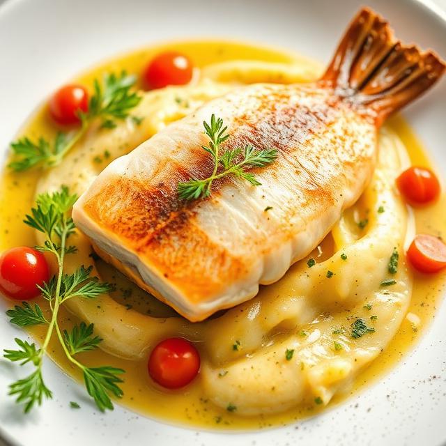 Delicious fish with vegetable puree