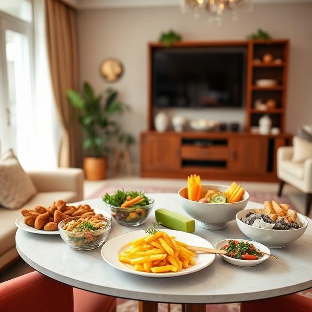 beautiful and delicious dishes in the living room