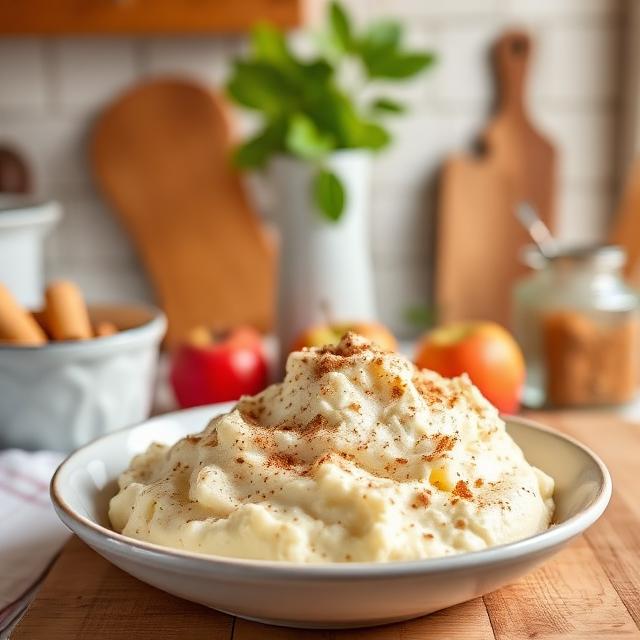 Cottage cheese puree with apples and cinnamon