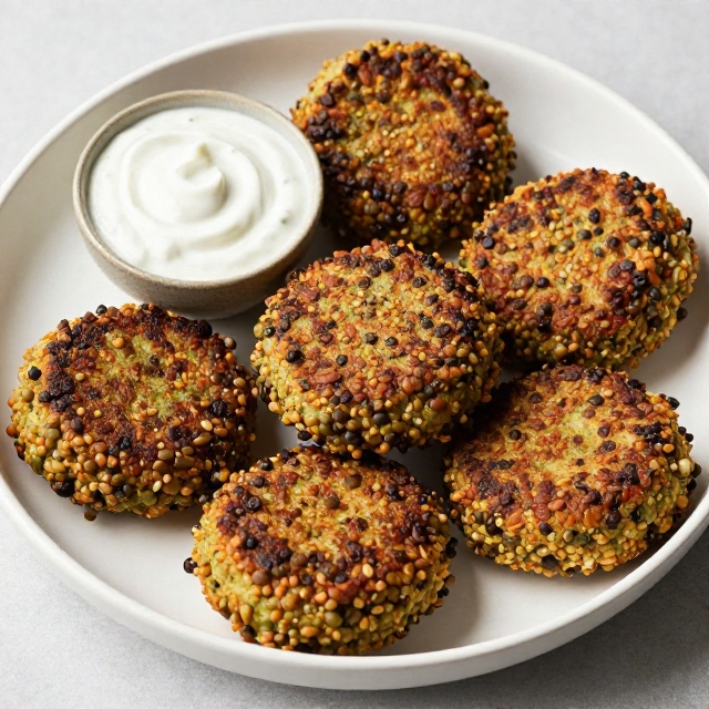Lentil patties with yogurt sauce